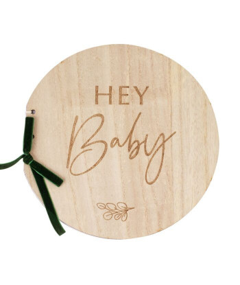 Livre d'or en bois pour bébé "hey baby"