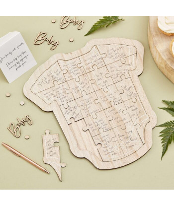 Livre d'or en bois en forme de puzzle