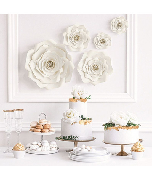 Fleurs géantes en papier blanche crème