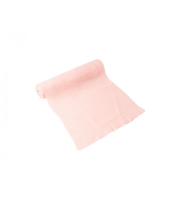 Chemin de table en gaze de coton rose