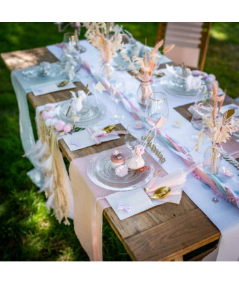 Chemin de table en gaze de coton Bleu Ciel