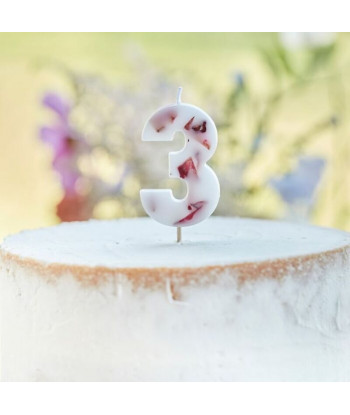 Bougies chiffres fleurs séchées