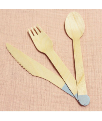 Couverts en bois - bleu