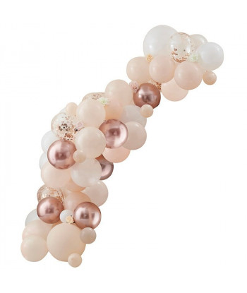 Arche de ballons rose gold, pêche et blanc