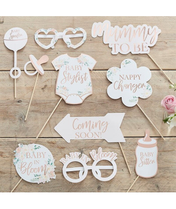 Kit accessoires Photobooth Baby Shower Floral