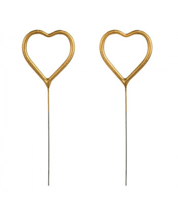Bougies cierges magiques cœur doré x2