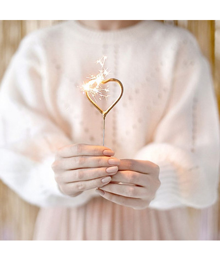 Bougies cierges magiques cœur doré x2