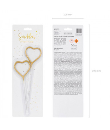 Bougies cierges magiques cœur doré x2