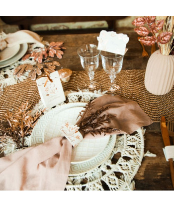Chemin de table mousseline Vieux Rose