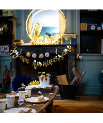 Guirlande Joyeux anniversaire Or métallisé