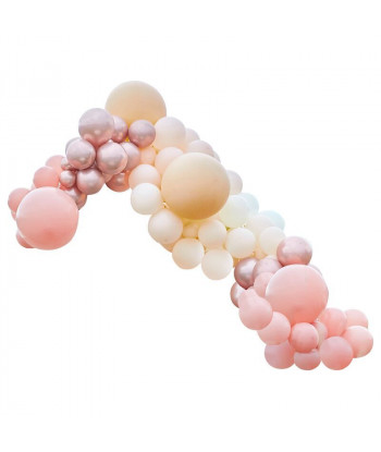 Arche de ballons rose gold, pêche et nude