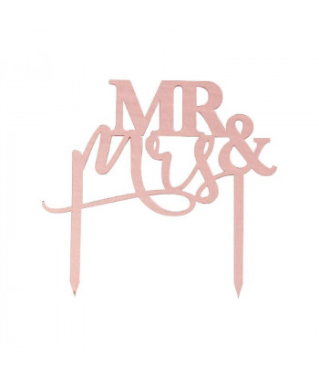 Cake topper mariage en plexiglas rose gold "Mr and Mrs"