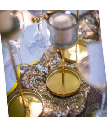 Bougeoir photophore métal or sur pied