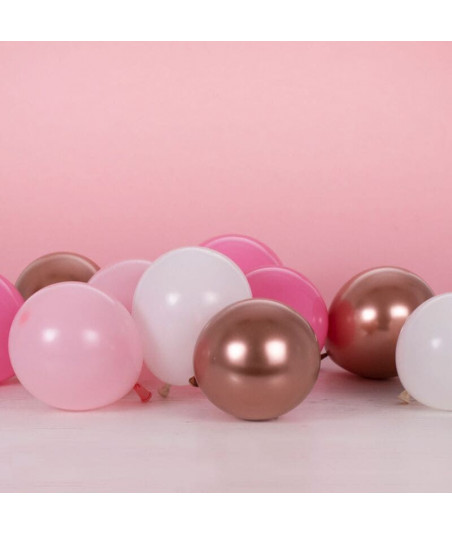 Ballons de baudruche rose, blanc, fuchsia et rose gold x40