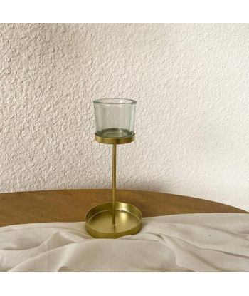 Bougeoir photophore métal or sur pied