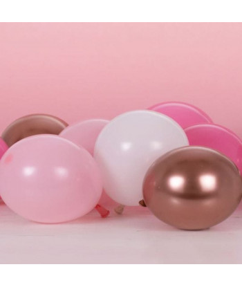 Ballons de baudruche rose, blanc, fuchsia et rose gold x40