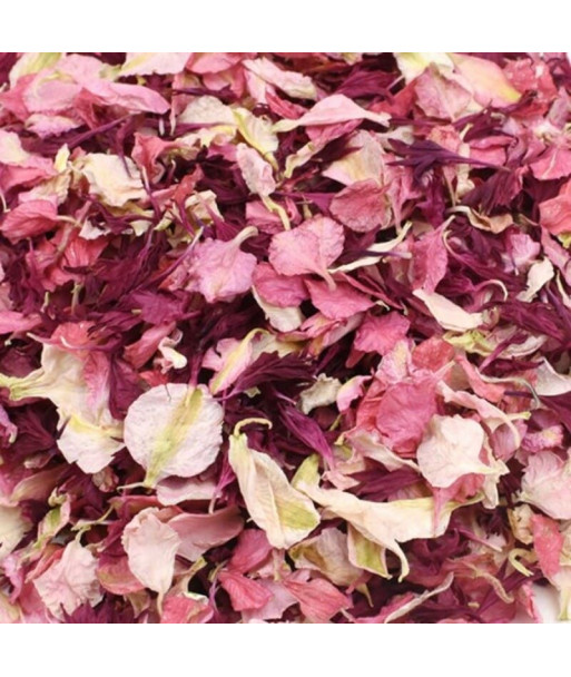 Confettis de fleurs séchées biodégradables rose et bordeaux