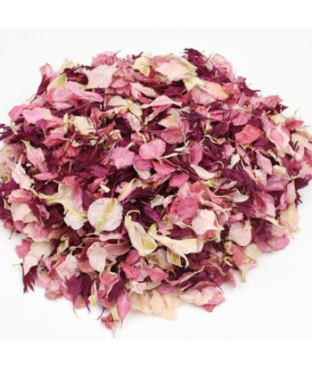 Confettis de fleurs séchées biodégradables rose et bordeaux