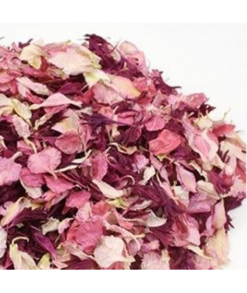 Confettis de fleurs séchées biodégradables rose et bordeaux