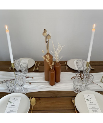 Chemin de table en mousseline coton - blanc