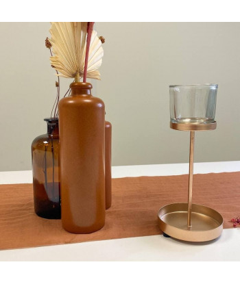 Bougeoir photophore sur pied rose gold