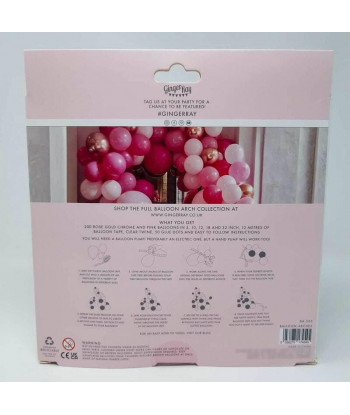 Arche de ballons fuchsia, rose et rose gold