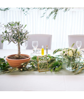 Chemin de table mousseline de coton vert sauge