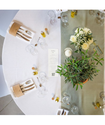 Chemin de table mousseline de coton vert sauge