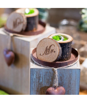 boîtes à alliances rondin de bois MR & MRS