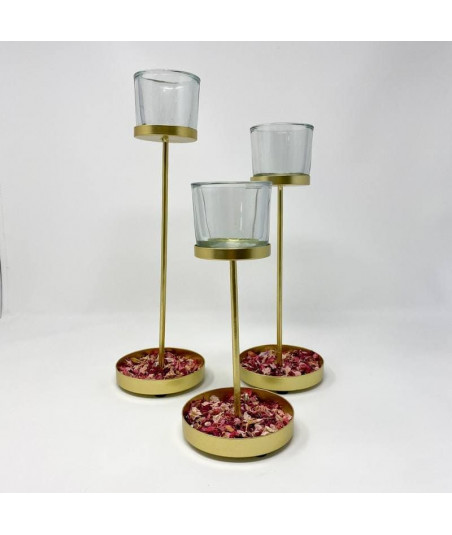 BOUGEOIR sur pied METAL OR SUR SOCLE 9.5X27.2CM