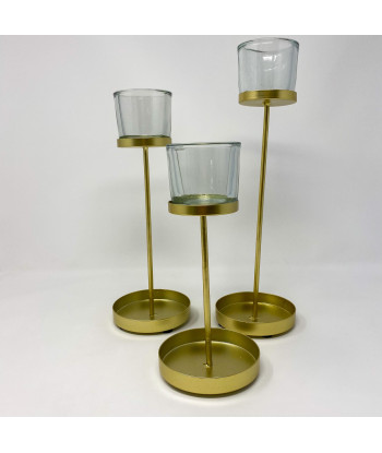 BOUGEOIR sur pied METAL OR SUR SOCLE 9.5X27.2CM