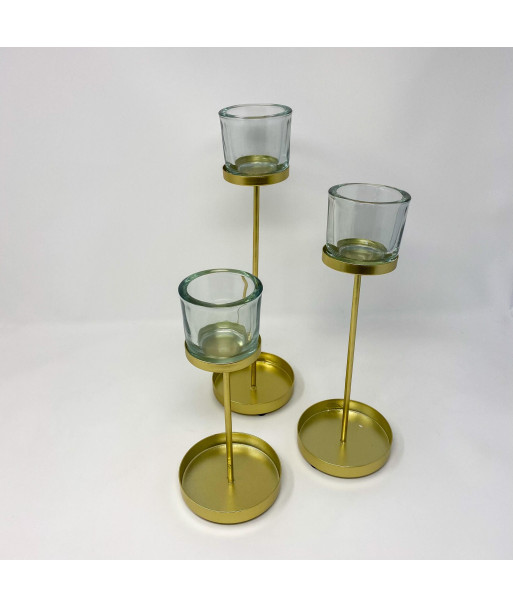 Bougeoir photophore métal or sur pied