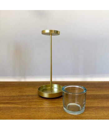 BOUGEOIR sur pied METAL OR SUR SOCLE 9.5X27.2CM