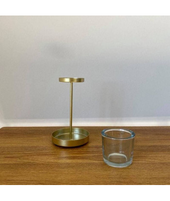 Bougeoir photophore métal or sur pied