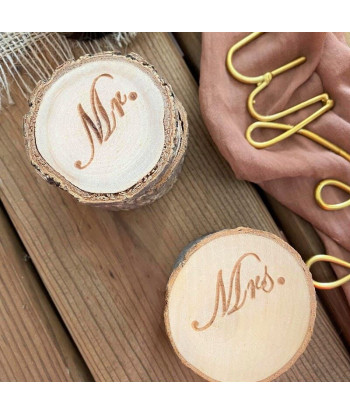 boîtes à alliances rondin de bois MR & MRS