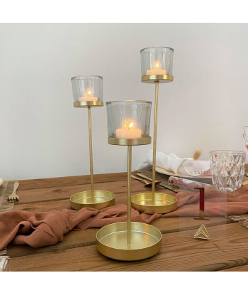 BOUGEOIR BILBAO METAL OR SUR SOCLE 9.5X31.8CM