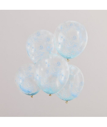 Ballons remplis de confettis de perles bleu pastel