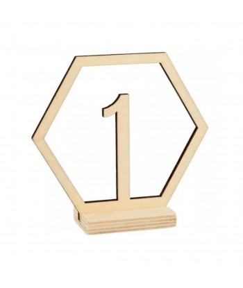 Numéros de table en bois clair (1 à 15)