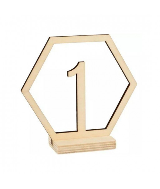 Numéros de table en bois clair (1 à 15)