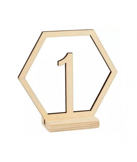 Numéros de table en bois clair (1 à 15)