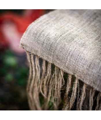 Chemin de table en toile de jute à franges