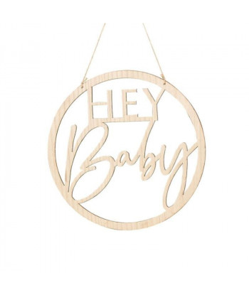 Cercle en bois "Hey Baby"