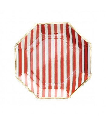 Lot rayé rouge, blanc et or