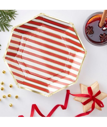 Lot rayé rouge, blanc et or