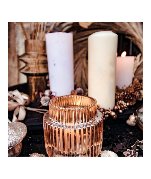 petit vase en verre strié et fumé