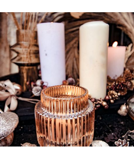 petit vase en verre strié et fumé