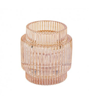 petit vase en verre strié et fumé