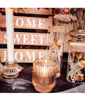 Petit bougeoir apothicaire verre fumé