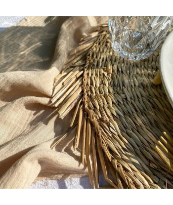 Chemin de table gaze de coton beige