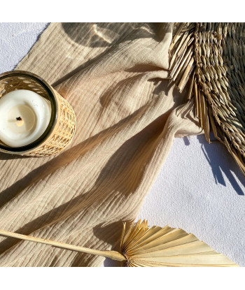 Chemin de table gaze de coton beige
